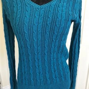 St. John's Bay Blue Cable Knit V-Neck Sweater